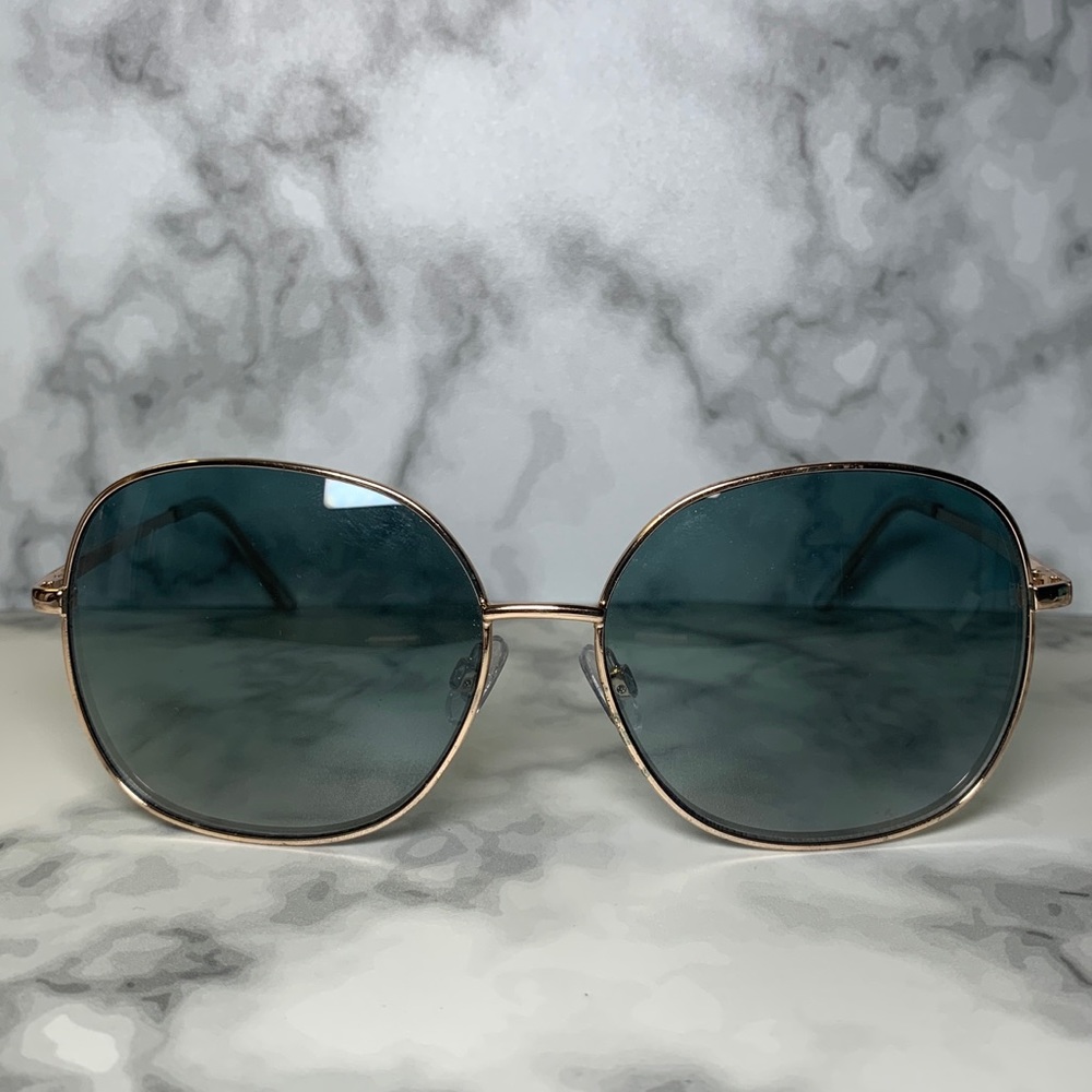 🕶 Gold Frame Blue Grey Tinted Lenses Sunglasses 🕶
